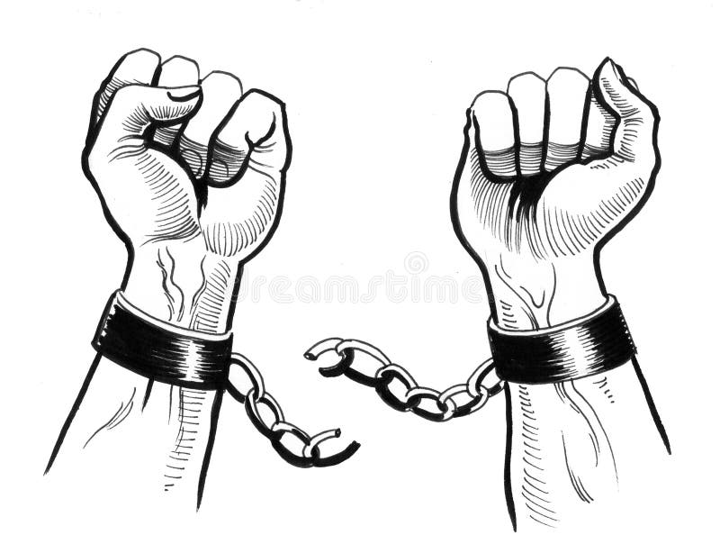 Breaking chains vector illustration.