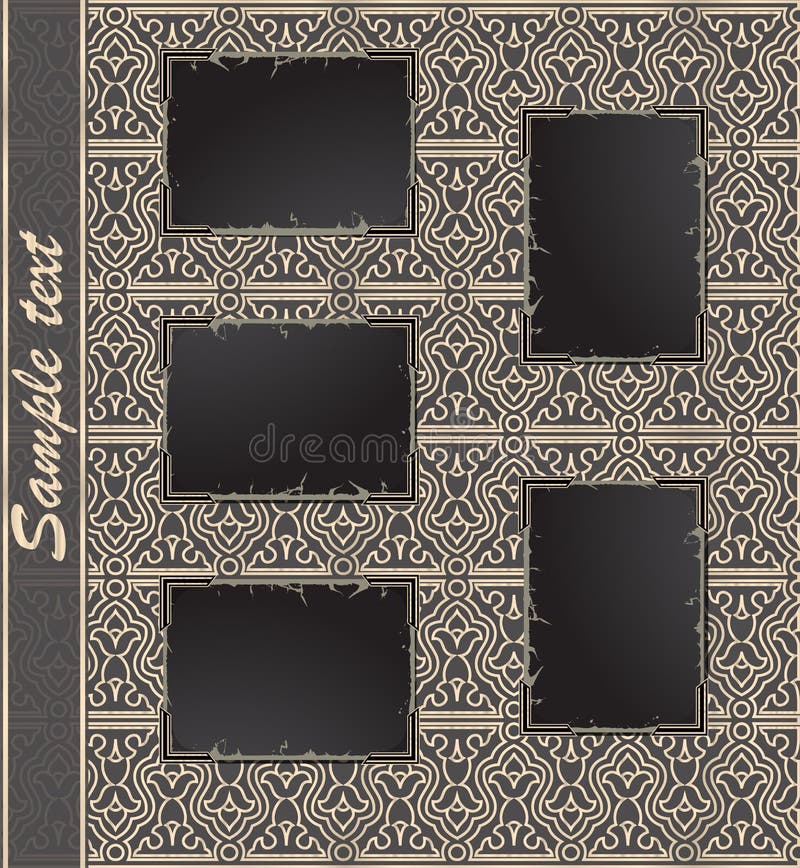 Retrostyled Photo Album with Blank Frame Stock Vector Illustration