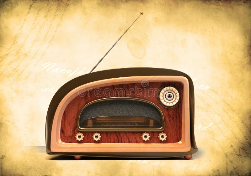 Retro styled radio on grunge background