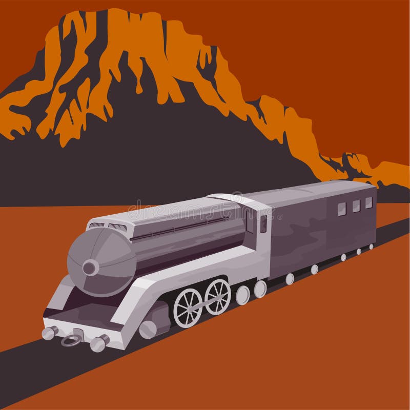 Retro styled speeding train