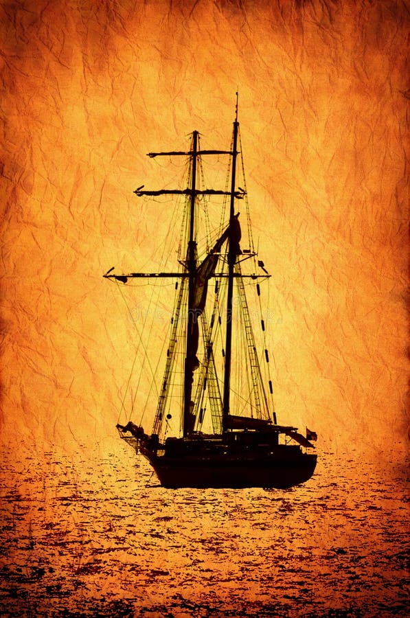 Retro-stylized sailer ship image.