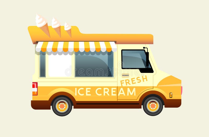 Retro Summer Ice Cream Van stock vector. Illustration of drinks 154699758