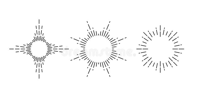 Retro Sunburst Frames Set Vintage Sunlight Rays Collection Stock