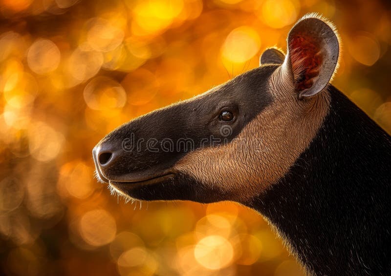 Retro Tapir CloseUp Długi nos szczegóły Sepia Wildlife Image Vintage Nature Photoshopa zdjęcia stock
