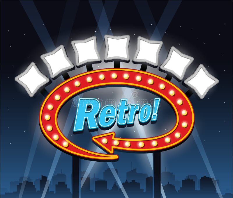 Retro Teken van de het theaterbioskoop van motelshowtime royalty-vrije illustratie Retro Teken van de het theaterbioskoop van motelshowtime royalty-vrije illustratie