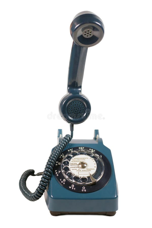 Retro phone isolated on white, with receiver floating mid-air. Retro phone isolated on white, with receiver floating mid-air