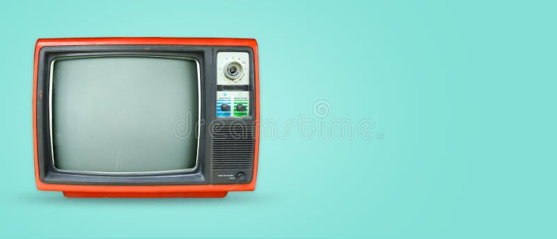 Retro television on colour background.