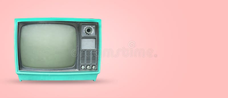Old vintage tv on pastel color background. royalty free stock photos Old vintage tv on pastel color background. royalty free stock photos