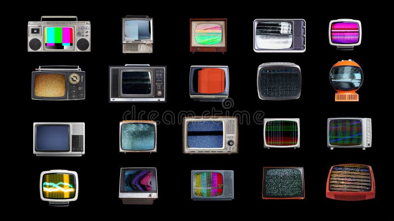 Retro televisions with static and glitches