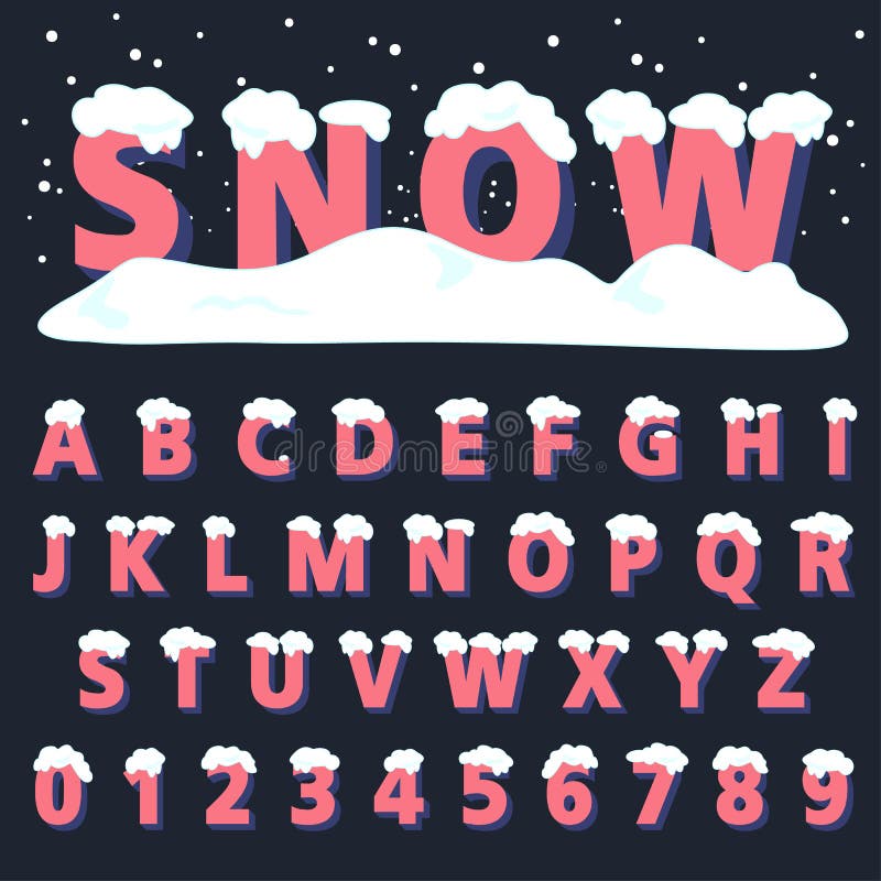 Retro tipo fonte con neve illustrazione di stock Retro tipo fonte con neve illustrazione di stock