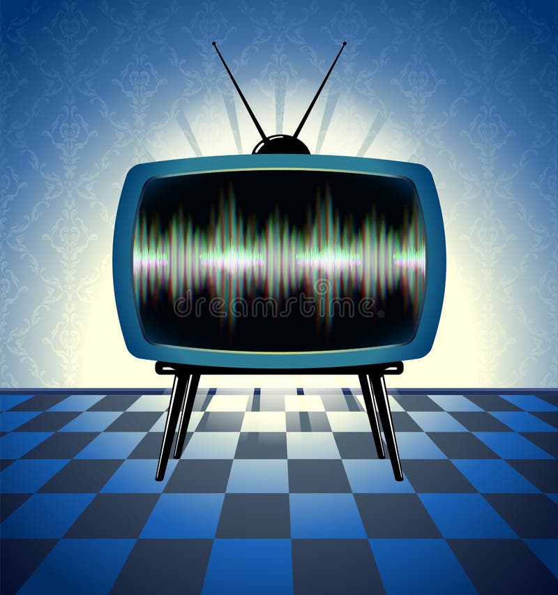 Retro tv receiver in the dark room royalty free illustration Retro tv receiver in the dark room royalty free illustration