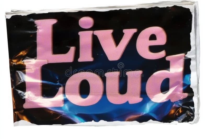 Retro typography with live loud message as vintage element isolated on transparent background
