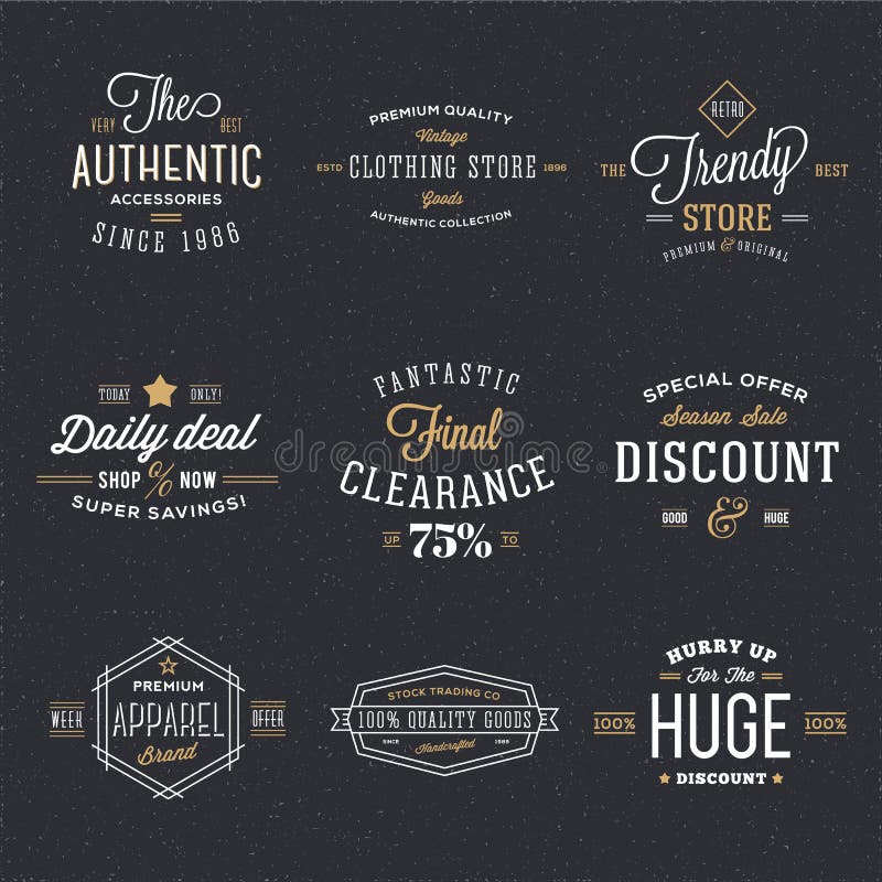 Vintage original typography set. Retro print for t-shirt design. Graphics  for authentic apparel. Collection of tee shirt badge. Vector illustration.  25783151 Vector Art at Vecteezy