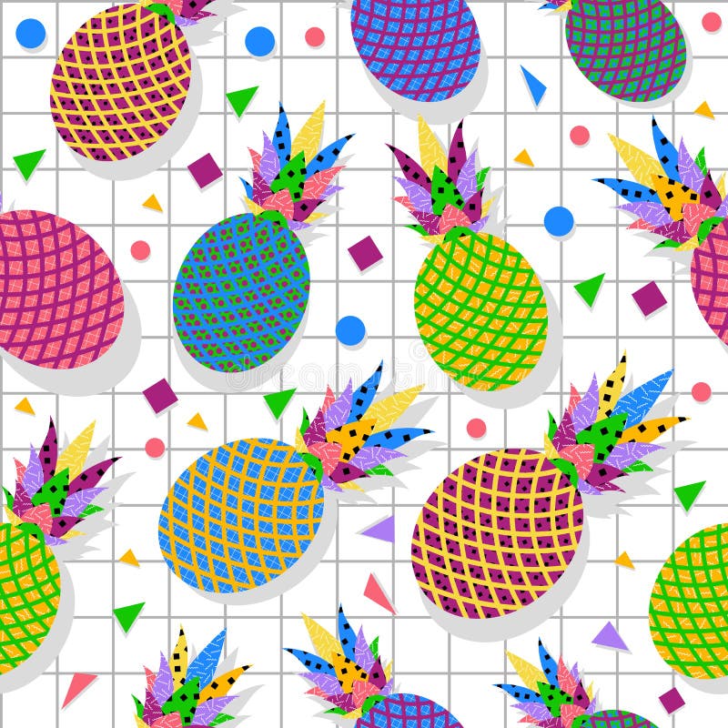 Retro uitstekende achtergrond van het de jaren '80patroon van het ananasfruit vector illustratie Retro uitstekende achtergrond van het de jaren '80patroon van het ananasfruit vector illustratie