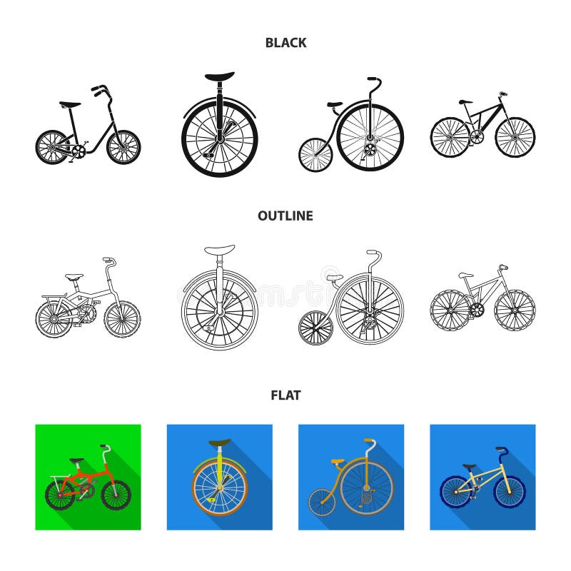 Retro, unicycle en andere soorten Verschillende fietsen geplaatst inzamelingspictogrammen in zwarte, vlak, vector het symboolvoor vector illustratie Retro, unicycle en andere soorten Verschillende fietsen geplaatst inzamelingspictogrammen in zwarte, vlak, vector het symboolvoor vector illustratie