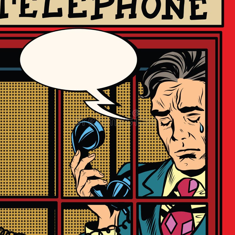 Retro uomo che grida in rosso cabina telefonica royalty illustrazione gratis Retro uomo che grida in rosso cabina telefonica royalty illustrazione gratis