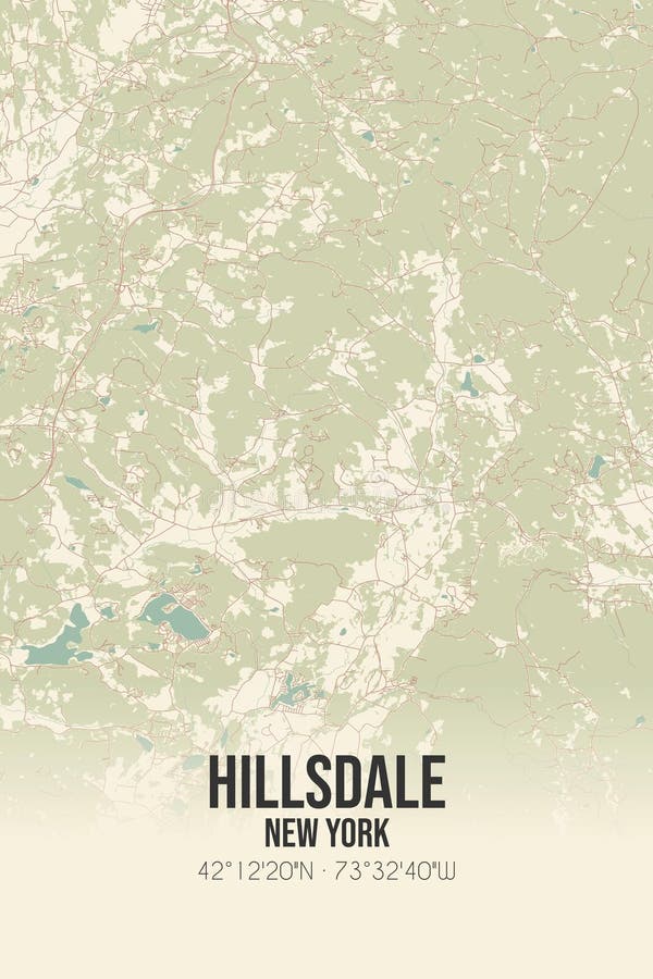 Retro US Map of Hillsdale New - Retro Us Map Hillsdale New York Vintage Street Wall Art Located Columbia United States Aerial Plan Forests Roads Cities 356767980