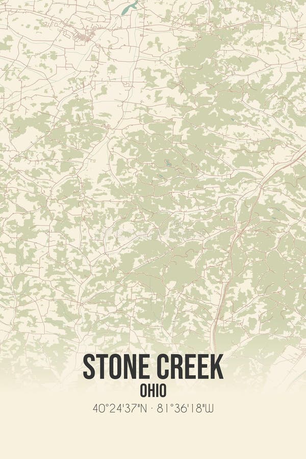Retro US Map of Stone Creek Ohio - Retro Us Map Stone Creek Ohio Vintage Street Map Vintage Wall Art Map Stone Creek Located Tuscarawas Ohio United States 356772949