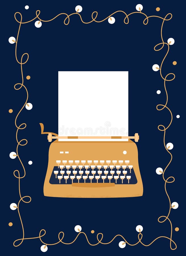 Retro utformad guld- skrivmaskin med det tomma arket av papper festlig vektordesign greeting lyckligt nytt år för 2007 kort vektor illustrationer Retro utformad guld- skrivmaskin med det tomma arket av papper festlig vektordesign greeting lyckligt nytt år för 2007 kort vektor illustrationer