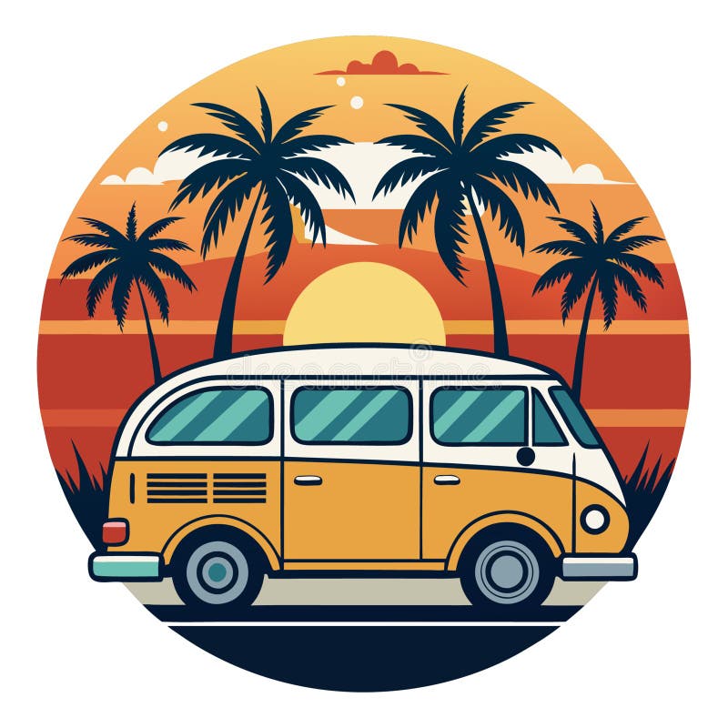 Austin Retro Sunset Surfing Hippie Van Art T Shirt Austin Retro Sunset Surfing Hippie Van Art T Shirt