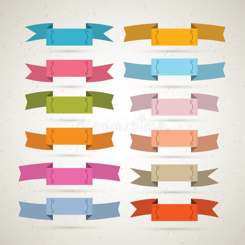 Retro Vector Ribbons Set