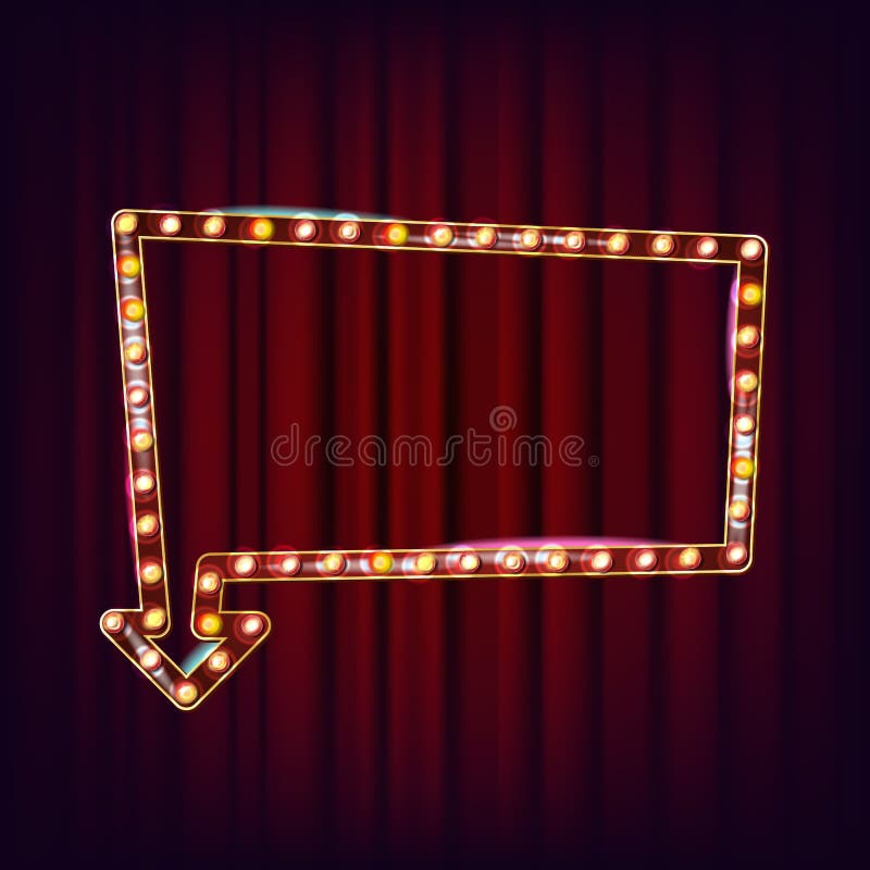 Retro vettore del tabellone per le affissioni Bordo leggero brillante del segno Struttura realistica della lampada elemento d'ard illustrazione di stock Retro vettore del tabellone per le affissioni Bordo leggero brillante del segno Struttura realistica della lampada elemento d'ard illustrazione di stock