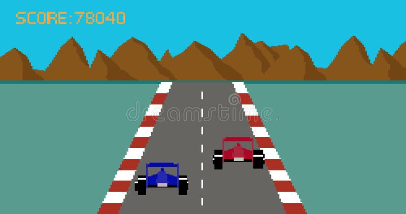 Retro videospelletje van de de stijlraceauto van de pixelkunst