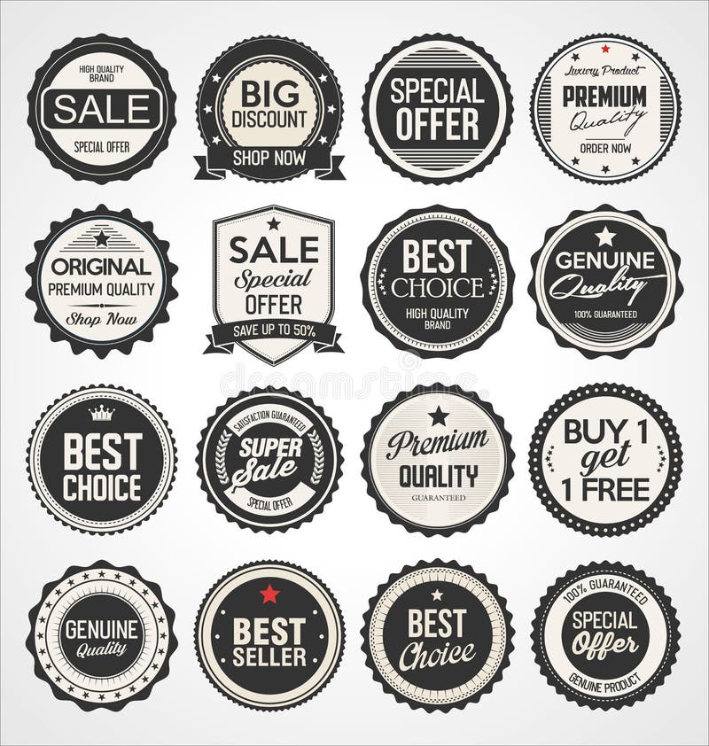 Vintage Labels On The Black. Collection 3 Stock Vector - Illustration