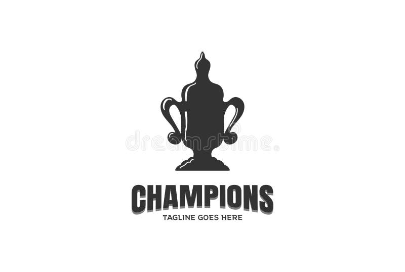 Retro Vintage Champion Cup Mug Chalice Mazer Beaker Logo Design Vector Stock Vector