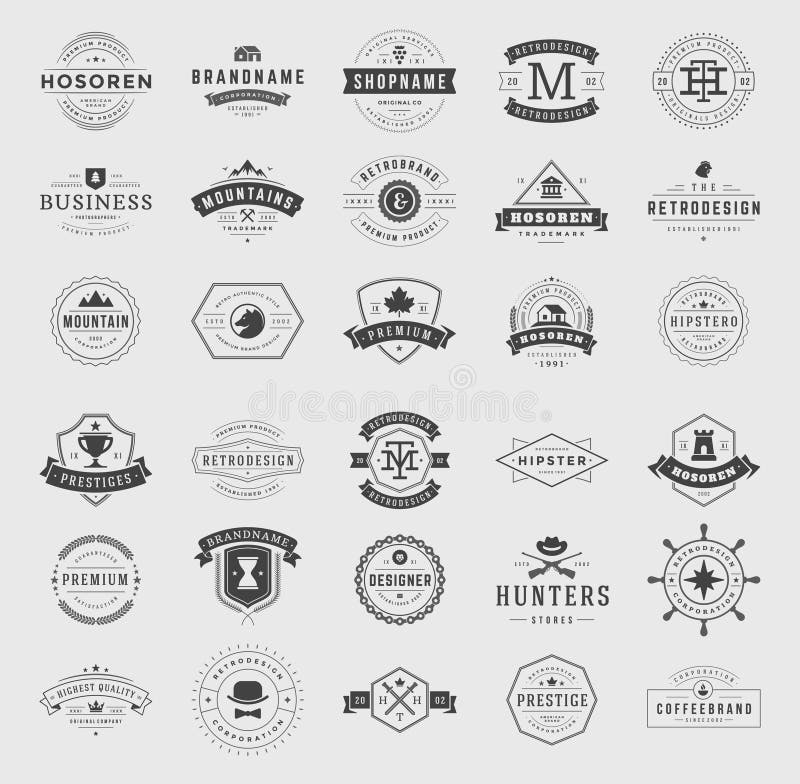 Retro Vintage Logotypes or Insignias Set Stock Vector - Illustration of ...