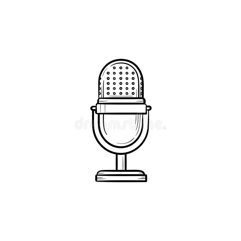 Retro vintage microphone hand drawn outline doodle icon. stock illustration Retro vintage microphone hand drawn outline doodle icon. stock illustration