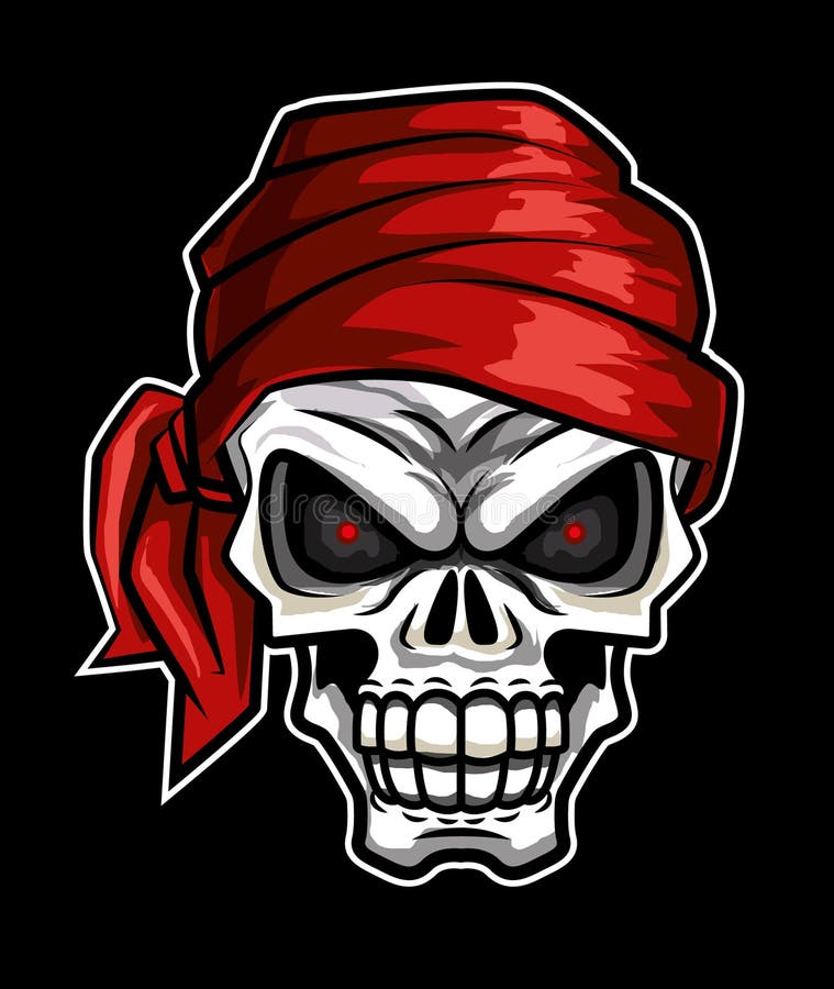 Pirate Skull With Black Bandana. Skull Art. Stock Vector - Illustration ...