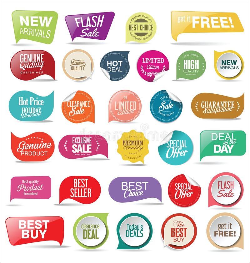 Premium Quality Stickers And Element Labels Stock Illustration