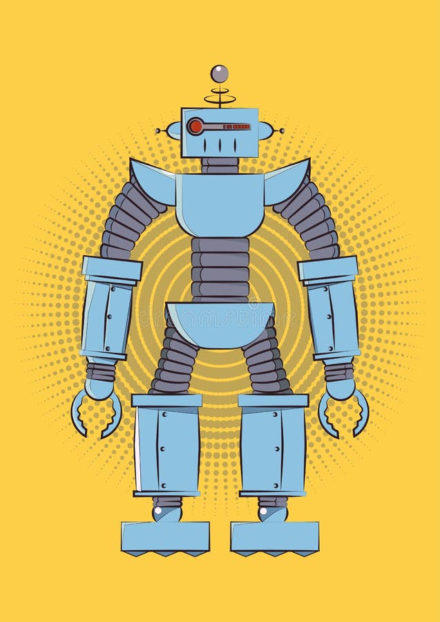 Robot retro-video. ilustrare vectorială pe fond galben stock illustration