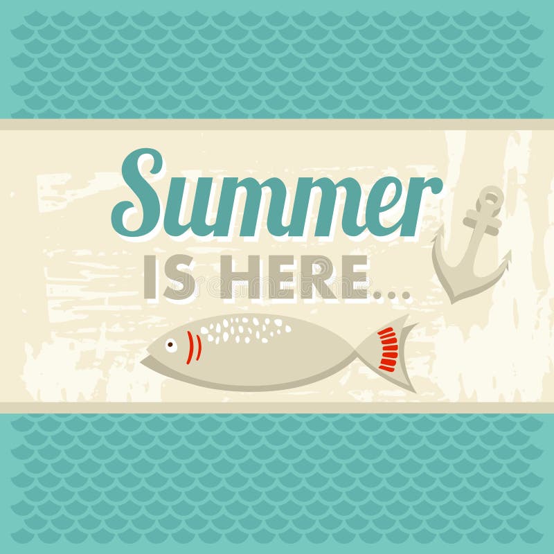 Retro vintage summer poster with sea, anchor and f royalty free illustration Retro vintage summer poster with sea, anchor and f royalty free illustration
