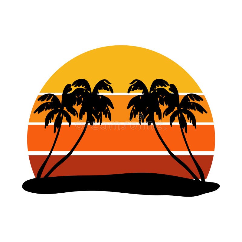 Retro vintage sunset w stylu 80s90s. ilustracja wektor