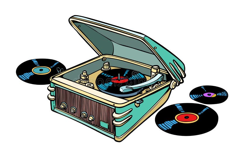 Retro platenspeler op witte achtergrond vector illustratie