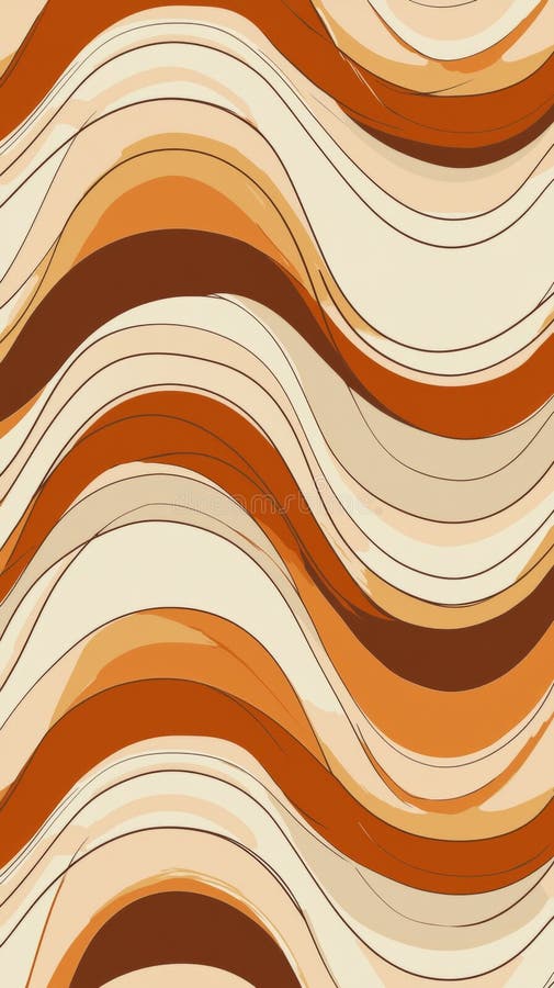 Retro wavy stripes are creating a seamless pattern, featuring warm orange and beige tones, suitable for backgrounds royalty free stock photography