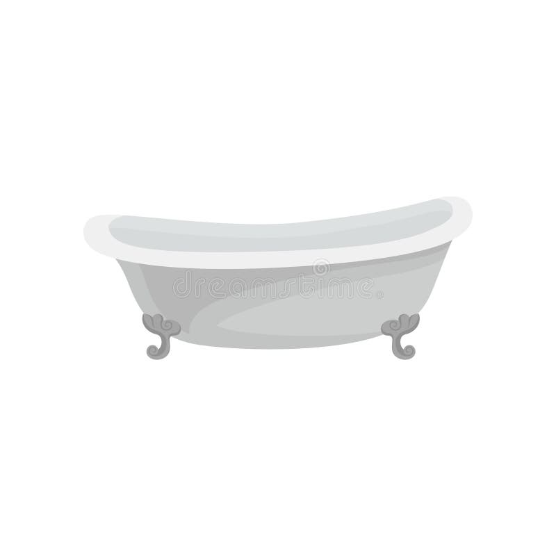 Retro white bathtub, bathroom furniture vector Illustration isolated on a white background.