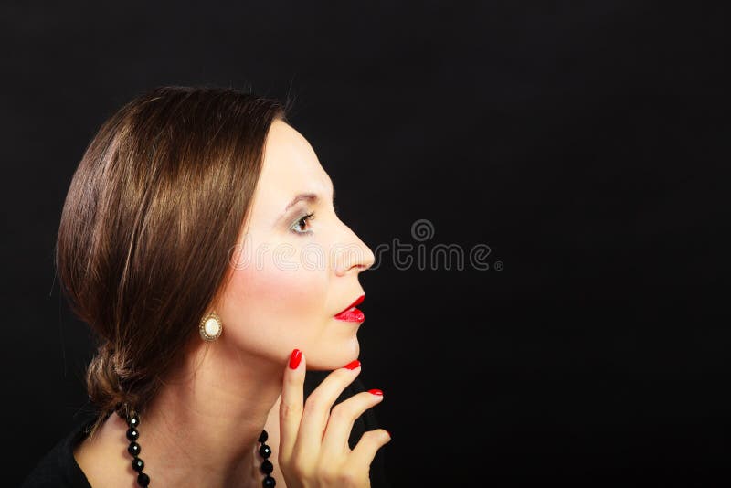 Silhouette of beautiful profile of female head concept beauty and fashion  Stock Photo by ©fantom_rd 173922990