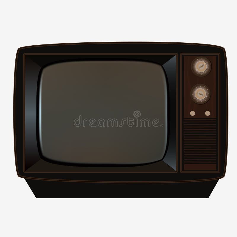 Old vintage wooden box television Royalty Free Vector Image