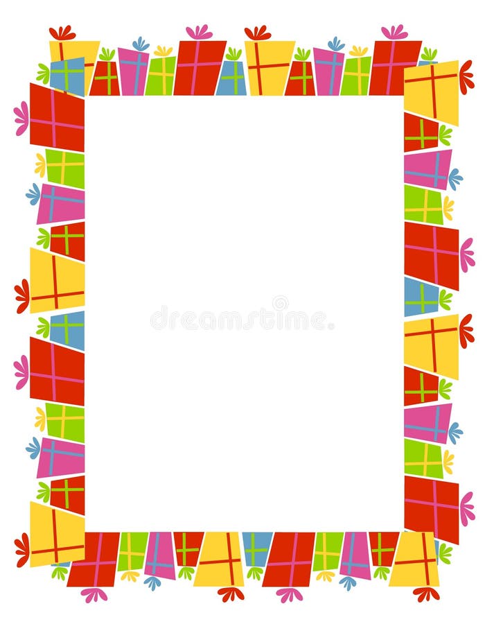 Retro Xmas Gifts Border vector illustration