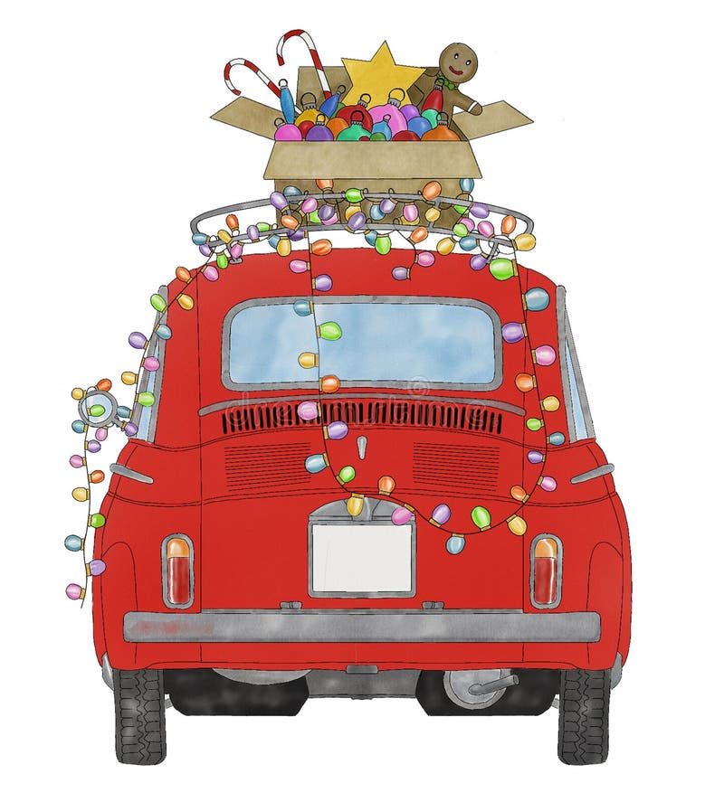 Retrofiato 500 con regali di natale illustrazione vettoriale
