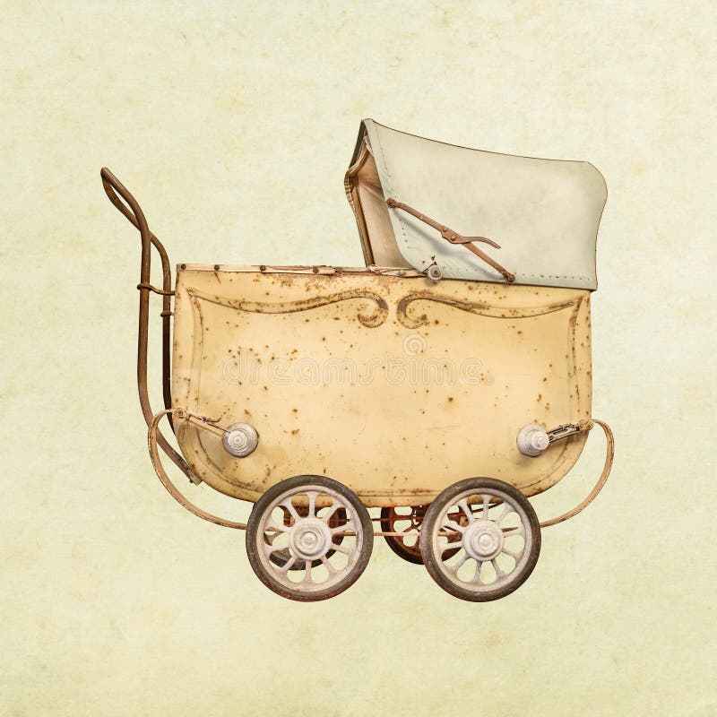 Retroformaterad bild av en årgång för babyvagn royaltyfri fotografi