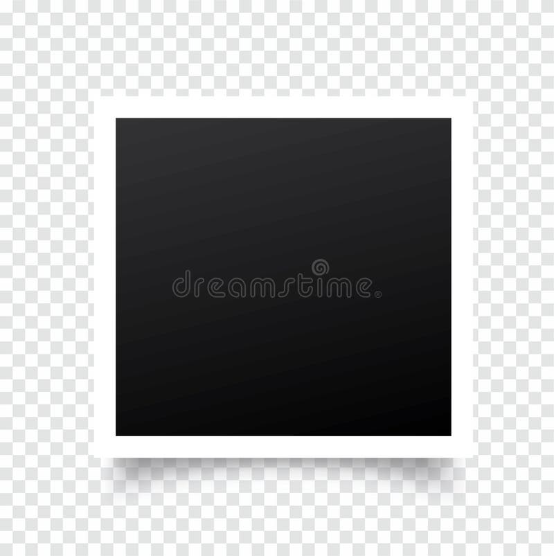 Retro realistic photo frame with shadow vector mockup placed on transparent background - stock vector. Retro realistic photo frame with shadow vector mockup placed on transparent background - stock vector.