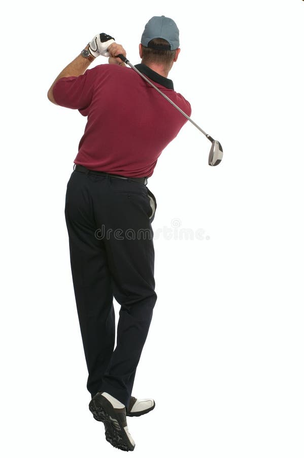 Retrovisione dell'oscillazione della parte posteriore del giocatore di golf immagine stock libera da diritti Retrovisione dell'oscillazione della parte posteriore del giocatore di golf immagine stock libera da diritti