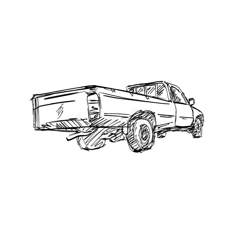 Retrovisione dello schizzo dell'illustrazione di vettore del camion di raccolta disegnato a mano illustrazione vettoriale Retrovisione dello schizzo dell'illustrazione di vettore del camion di raccolta disegnato a mano illustrazione vettoriale