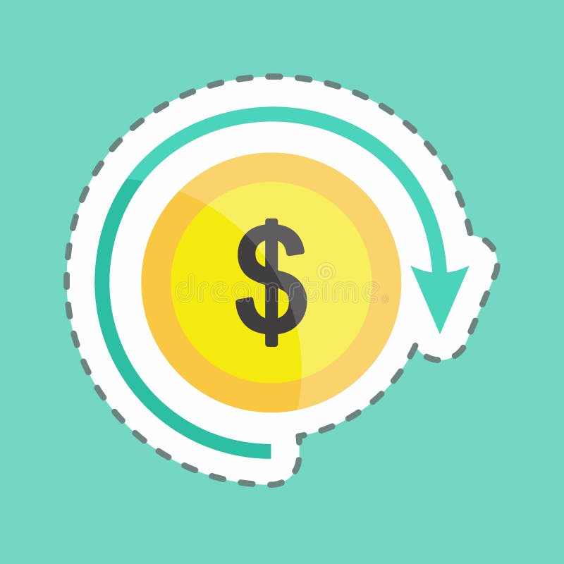 Return on Investment Sticker in Trendy Line Cut Isolated on Blue