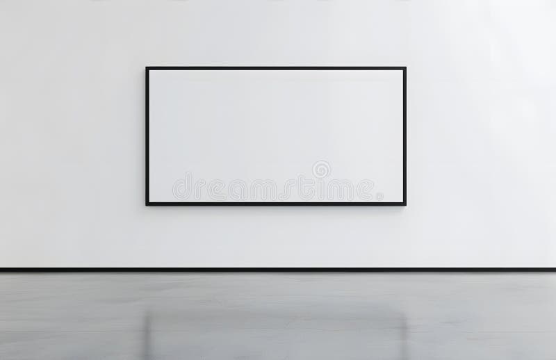 Retângulo horizontal com fundo branco e fundo de moldura preto pendurado na parede ilustração royalty free