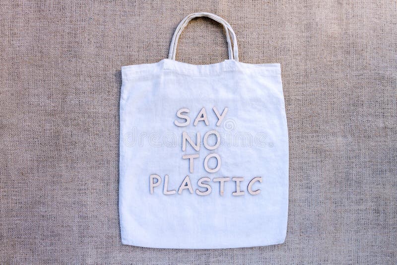 Reusable Fabric Bag for Shopping Against Plastic. Zero Waste Concept ...